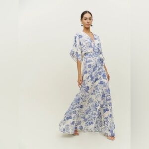 Reformation Winslow Dress - Lucerne Blue Floral Size Small Wrap
